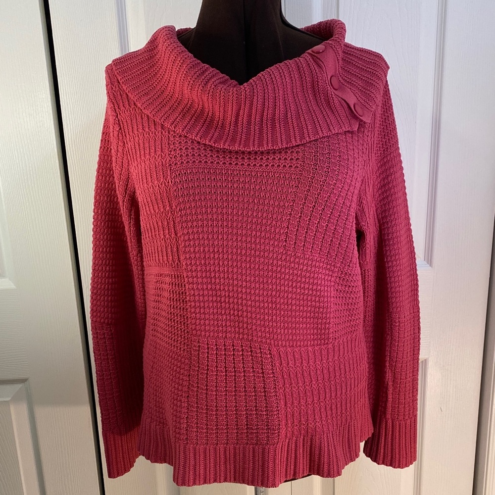2 for $25 - Vintage Emma James Cowl Neck Sweater Texture Block Patterns XL